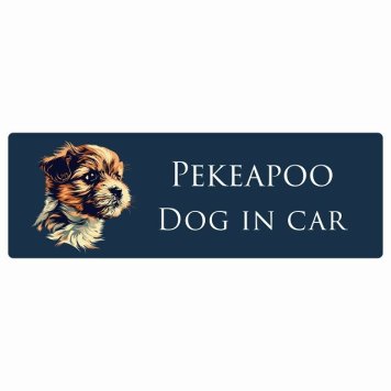 ドッグ カーステッカー イラスト付 Dog in Car ペキプー Aタイプ セーフティサイン 犬種別 長方形 15x5cm シール リア あおり運転対策 Dog Sticker 屋外 屋内 防水 かわいい おしゃれ 安全対策 カーサイン