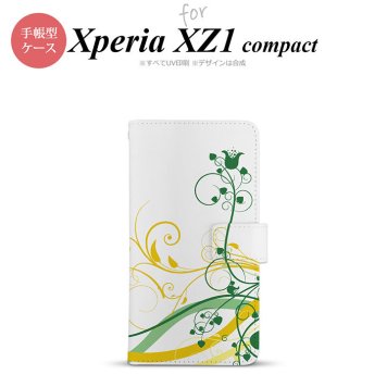 【手帳型 スマホ カバー ケース】【SO02K】【エクスペリア XZ1】手帳型 ケース SO-02K スマホ カバー Xperia XZ1 Compact エクスペリア 草 緑×黄 nk-004s-so02k-dr1621【メール便送料無料】
