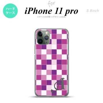 iPhone11Pro iPhone11 Pro スマホケース ハードケース スクエア モザイク 紫 +アルファベット メンズ レディース nk-i11p-1019i