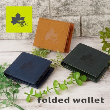 LOGOS Park ロゴスパーク 財布 メンズ 二つ折り財布 シンプル 合成皮革 ファスナーなし スリム ロゴ 型押し フェイクレザー おしゃれ ギフト プレゼント