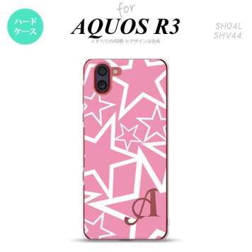 SH-04L SHV44 R3 AQUOS R3 スマホケース カバー 星 ピンク 白 +アルファベット nk-r3-1118i