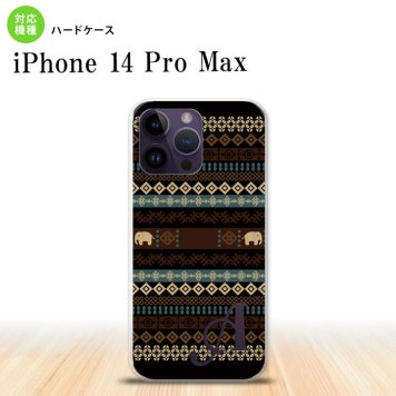 iPhone14 ProMax iPhone14 Pro Max スマホケース 背面ケース ハードケース エスニック ゾウ 黒 +アルファベット 2022年 9月発売 nk-i14pm-1571i
