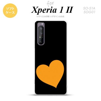 Xperia 1 II 5G スマホケース 背面カバー ストラップホール有り ソフトケース トランプ ハート 黒 オレンジ ストラップホール おしゃれ かわいい かっこいい メンズ レディース nk-xp12-tp546