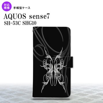 sense7 sense7 手帳型スマホケース カバー ピンスト 黒 白 2022年 11月発売 nk-004s-sens7-dr1243