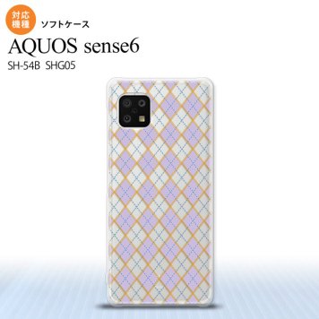SH-54B SHG05 AQUOS sense6 スマホケース ソフトケース アーガイル クリア 紫 メンズ レディース nk-sens6-tp1410