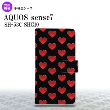 sense7 sense7 手帳型スマホケース カバー ハート 黒 赤 2022年 11月発売 nk-004s-sens7-dr117
