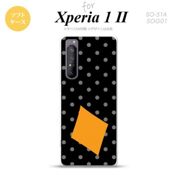 Xperia 1 II 5G スマホケース 背面カバー ストラップホール有り ソフトケース トランプ 水玉 ダイヤ 黒 オレンジ ストラップホール おしゃれ かわいい かっこいい メンズ レディース nk-xp12-tp549