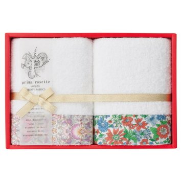 【送料無料・包装無料・のし無料】prima rosette using by LIBERTY FABRICS フェイスタオル2P PG PR-2425-PG(B4)ギフト 敬老の日 入学祝い 卒業祝い 就職祝い 結婚祝い 誕生日 出産祝い 引越祝い 香典返し 新盆 初盆 御礼 お中元 内祝い 快気祝い ご挨拶 志 法事