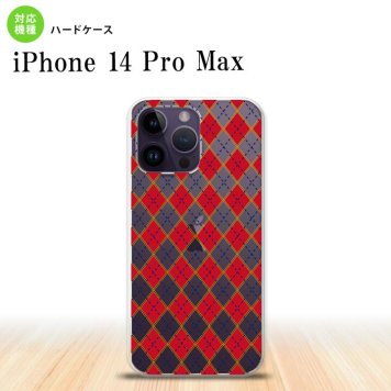 iPhone14 ProMax iPhone14 Pro Max スマホケース 背面ケース ハードケース アーガイル クリア 赤 2022年 9月発売 nk-i14pm-1404