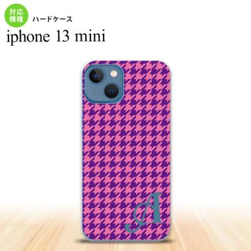 iPhone13mini iPhone13 mini ケース ハードケース 千鳥 格子 小 紫 +アルファベット  nk-i13m-907i