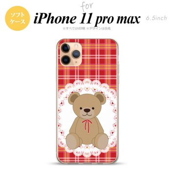 iPhone11ProMax iPhone11pro max スマホケース ソフトケース くま チェック レース 赤 メンズ レディース nk-i11pm-tp755