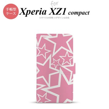 【手帳型 スマホ カバー ケース】【SO02K】【エクスペリア XZ1】手帳型 ケース SO-02K スマホ カバー Xperia XZ1 Compact エクスペリア 星 ピンク×白 nk-004s-so02k-dr1118【メール便送料無料】