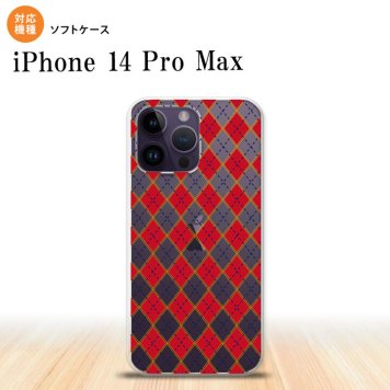 iPhone14 ProMax iPhone14 Pro Max スマホケース 背面ケースソフトケース アーガイル クリア 赤 2022年 9月発売 nk-i14pm-tp1404