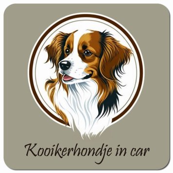 イラスト付 Dog in Car コーイケルホーンディエ Aタイプ カーサイン 車 マグネットステッカー 犬 マグネット 強力 13x13cm 正方形 おしゃれ かわいい ドラレコステッカー 安全対策 危険運転 煽り運転 アニマル 動物 犬種別 屋外 防水 屋内