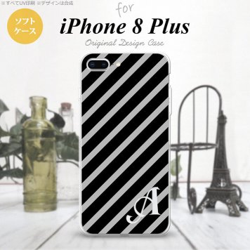 【iPhone8Plus】【スマホケース/スマホカバー】【アイフォン8プラス】iPhone8Plus スマホケース ケース アイフォン8プラス イニシャル ストライプ 黒×グレー nk-ip8p-tp712ini【メール便送料無料】
