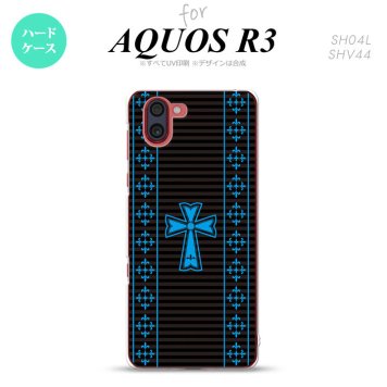 SH-04L SHV44 R3 AQUOS R3 スマホケース カバー ゴシック 黒 水色 nk-r3-1009