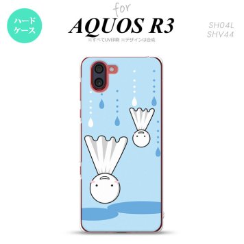 SH-04L SHV44 R3 AQUOS R3 スマホケース カバー てるてる坊主 逆さま 水色 nk-r3-552