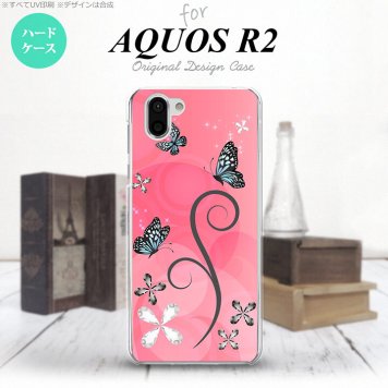 AQUOS R2 アクオス アール2 SH-03K SHV42 専用 スマホケース カバー ハードケース バタフライ・蝶（D） ピンク nk-r2-225[スマホ,スマホケース,スマホカバー,ケース,カバー,ジャケット]