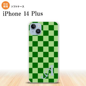 iPhone14 plsu iPhone14 plsu スマホケース 背面ケースソフトケース スクエア 緑 グリーン +アルファベット 2022年 10月発売 nk-i14pl-tp771i