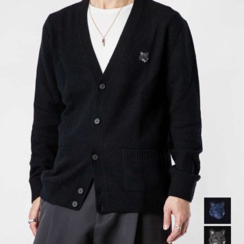 メゾンキツネ MAISON KITSUNE NM00506KT1006 カーディガン BOLD FOX HEAD PATCH REGULAR CARDIGAN IN LAMBSWOOL メンズ トップ