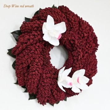 【最後の1点】深いワインレッド粟とシンビジュームのリース　Deep Wine red wreath【プリザーブドフラワー】玄関 花 お礼 リース スワッグ インテリア