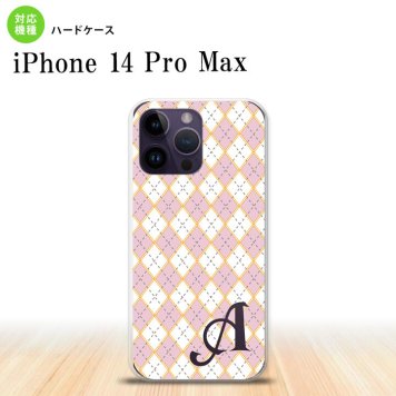 iPhone14 ProMax iPhone14 Pro Max スマホケース 背面ケース ハードケース アーガイル ピンク グレー +アルファベット 2022年 9月発売 nk-i14pm-1411i