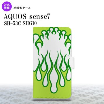 sense7 sense7 手帳型スマホケース カバー ファイヤー 炎 白 緑 2022年 11月発売 nk-004s-sens7-dr1310