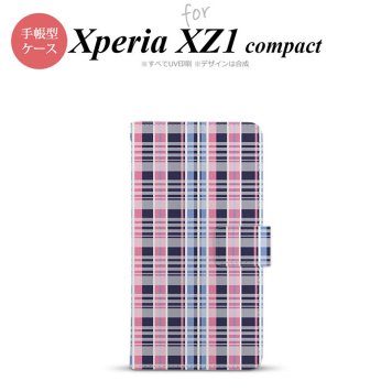 【手帳型 スマホ カバー ケース】【SO02K】【エクスペリア XZ1】手帳型 ケース SO-02K スマホ カバー Xperia XZ1 Compact エクスペリア チェックB ピンク青 nk-004s-so02k-dr440【メール便送料無料】