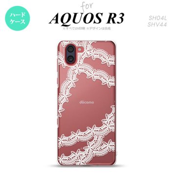 SH-04L SHV44 R3 AQUOS R3 スマホケース カバー レース 帯 B 白 nk-r3-1102