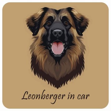 ドッグ カーステッカー イラスト付 Dog in Car レオンベルガー Aタイプ セーフティサイン 犬種別 正方形 13x13cm シール リア あおり運転対策 Dog Sticker 屋外 屋内 防水 かわいい おしゃれ 安全対策 カーサイン