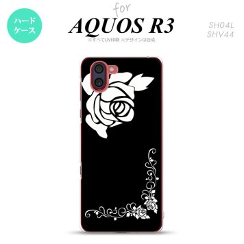 SH-04L SHV44 R3 AQUOS R3 スマホケース カバー バラ A 黒 白 nk-r3-1068