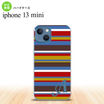 iPhone13mini iPhone13 mini ケース ハードケース ボーダー ブルーブラウン +アルファベット  nk-i13m-703i