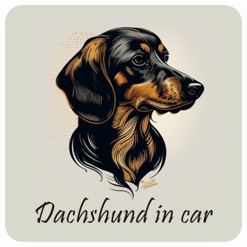 ドッグ カーステッカー イラスト付 Dog in Car ダックスフント Aタイプ セーフティサイン 犬種別 正方形 13x13cm シール リア あおり運転対策 Dog Sticker 屋外 屋内 防水 かわいい おしゃれ 安全対策 カーサイン