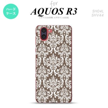 SH-04L SHV44 R3 AQUOS R3 スマホケース カバー ダマスク A 茶 白 nk-r3-457