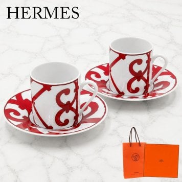 エルメス カップ＆ソーサー 2客セット HERMES コーヒーカップ ガダルキヴィール 食器 ペアカップ ブランド 高級 おしゃれ 人気 ギフト 結婚祝い 011017P