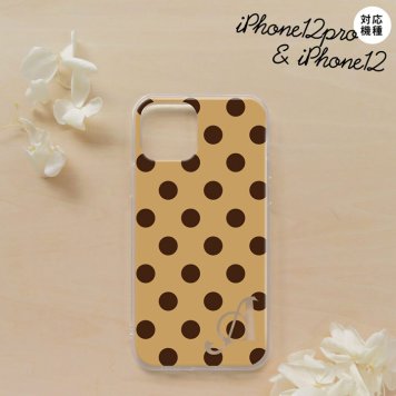iPhone12/iPhone12pro iPhone12 / iPhone12pro スマホケース ソフトケース ドット 水玉 B 茶 黒茶 +アルファベット メンズ レディース nk-i12-tp102i