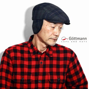 メンズ ハンチング 大きいサイズ 帽子 ゴットマン Gore-tex 耳当て付き 防寒 暖かい ハンチング帽 秋冬 チェック柄 グレー 誕生日 プレゼント クリスマス ギフト包装 ラッピング