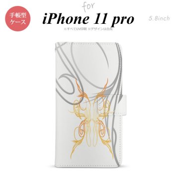 iPhone11Pro iPhone11 Pro 手帳型スマホケース カバー ピンスト 白 黄  nk-004s-i11p-dr1247