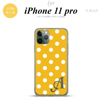 iPhone11Pro iPhone11 Pro スマホケース ソフトケース ドット 水玉 B 黄 +アルファベット メンズ レディース nk-i11p-tp833i