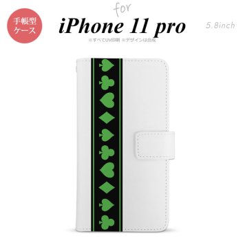 iPhone11Pro iPhone11 Pro 手帳型スマホケース カバー トランプ 帯 黒 緑  nk-004s-i11p-dr526