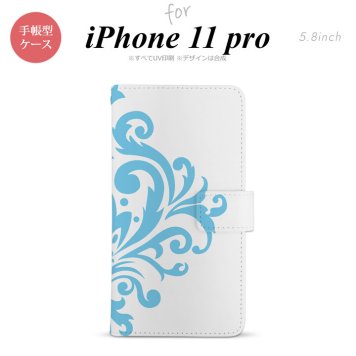 iPhone11Pro iPhone11 Pro 手帳型スマホケース カバー ダマスク 水色  nk-004s-i11p-dr1035