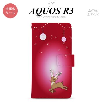 SH-04L/SHV44 AQUOS R3 手帳型スマホケース カバー トナカイ 赤  nk-004s-r3-dr645