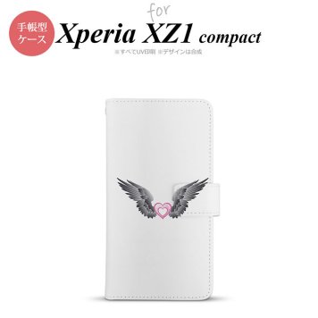 【手帳型 スマホ カバー ケース】【SO02K】【エクスペリア XZ1】手帳型 ケース SO-02K スマホ カバー Xperia XZ1 Compact エクスペリア 翼(ハート) 黒×白 nk-004s-so02k-dr465【メール便送料無料】