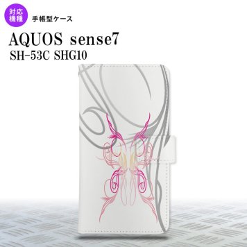 sense7 sense7 手帳型スマホケース カバー ピンスト 白 ピンク 2022年 11月発売 nk-004s-sens7-dr1246