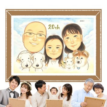 似顔絵 結婚記念日 プレゼント ギフト 名入れ 手描き 贈り物 結婚20周年 記念日 結婚記念日 お祝い お父さん 夫婦 家族 両親 お母さん 下書き確認 修正無料 名入れ かわいい 親孝行 喜ばれる 実績多数 記念 20周年 感謝 思い出 披露宴 ハロウィン 贈答品 バレンタインデー 闘病中の方への励まし イラスト ホワイトデー オリジナル 古希祝い カラフル