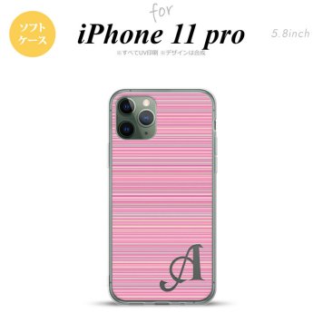 iPhone11Pro iPhone11 Pro スマホケース ソフトケース ボーダー 細 ピンク +アルファベット メンズ レディース nk-i11p-tp1286i
