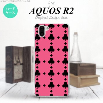 AQUOS R2 アクオス アール2 SH-03K SHV42 専用 スマホケース カバー ハードケース トランプ(クラブ) ピンク×黒 nk-r2-532[スマホ,スマホケース,スマホカバー,ケース,カバー,ジャケット]
