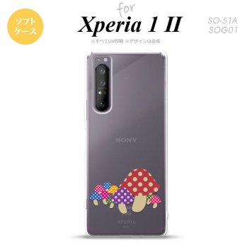 Xperia 1 II 5G スマホケース 背面カバー ストラップホール有り ソフトケース きのこ クリア ストラップホール おしゃれ かわいい かっこいい メンズ レディース nk-xp12-tp741