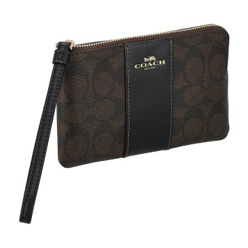コーチ ファクトリー アウトレット COACH FACTORY ポーチ ケース コーナージップ リストレット 小物入れ マルチケース CW854 IMXAQ レディース ブラック+ブラウン
