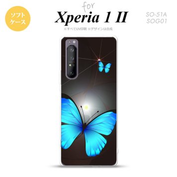 Xperia 1 II 5G スマホケース 背面カバー ストラップホール有り ソフトケース バタフライ 蝶 B 黒 ストラップホール おしゃれ かわいい かっこいい メンズ レディース nk-xp12-tp214